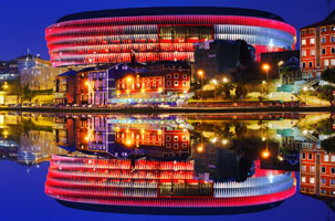 Vista aérea do Estádio Vicente Calderón. Madri