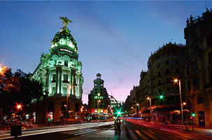 Vue de la rue Gran Vía à Madrid