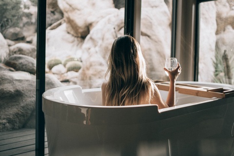 Woman relaxing at a spa