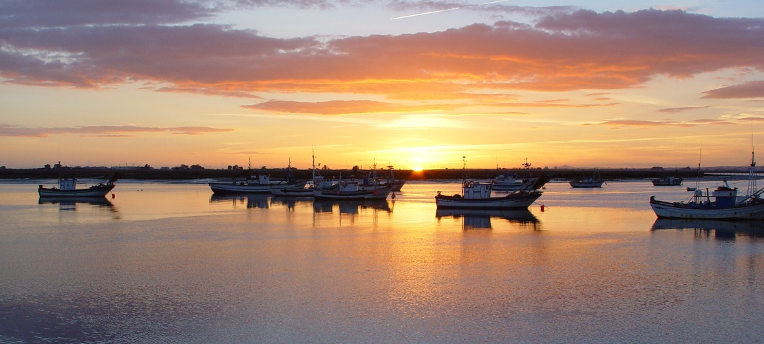 Vista do amanhecer em Isla Cristina, Huelva