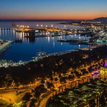 Views of Malaga at night