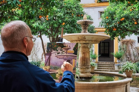 Pintor en el Real Alcázar de Sevilla