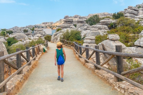 Tourist in the Torcal de Antequera, Malaga