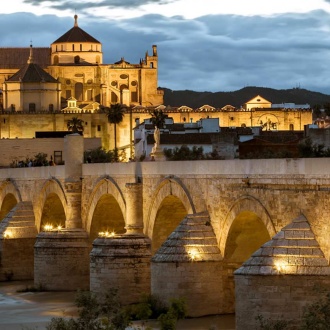 Vistas de Córdoba con el puente romano en primer plano