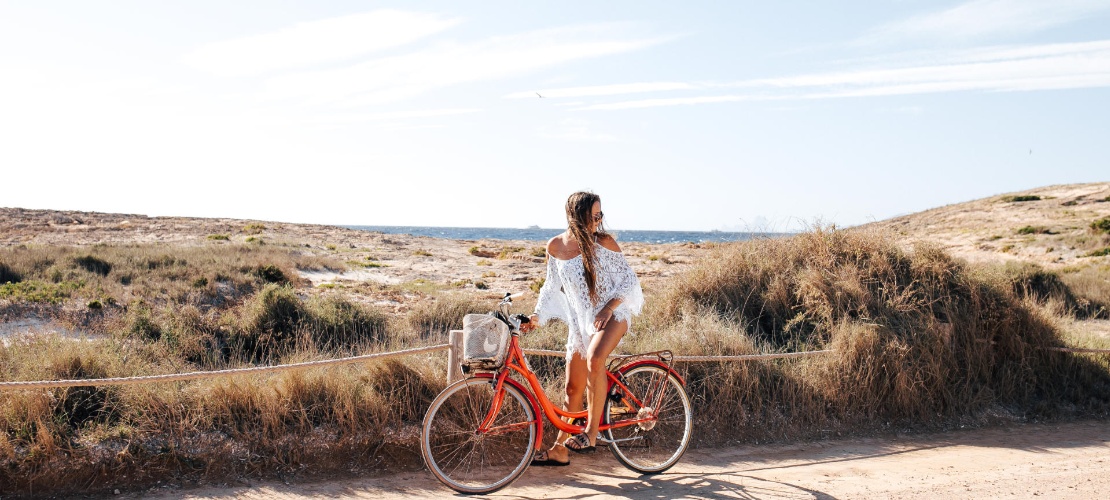 Turista en bicicleta, Formentera