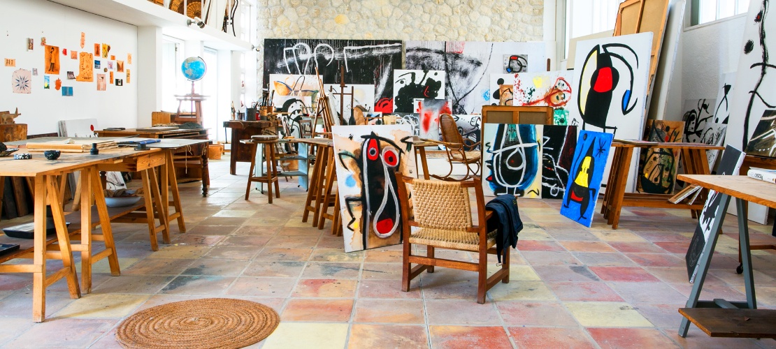 Interior of Taller Sert, Joan Miró’s studio in the Fundació Miró Mallorca (Pilar and Joan Miró Foundation) in Palma de Mallorca, Balearic Islands