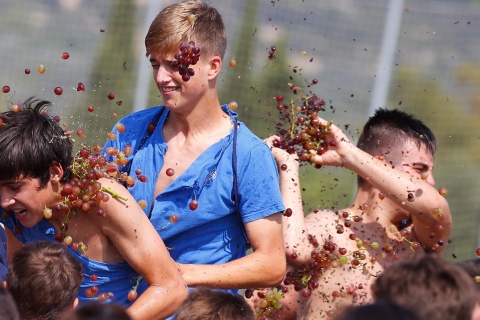 The Grape Battle and Wine Festival in Binissalem. Majorca