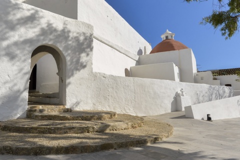 The famous church in the municipality of Santa Eulália on the island of Ibiza (Balearic Islands)