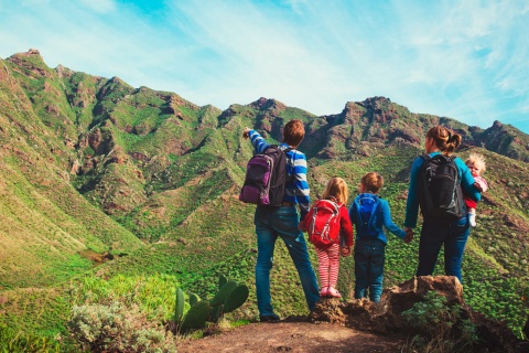 Family hiking in the Canary Islands