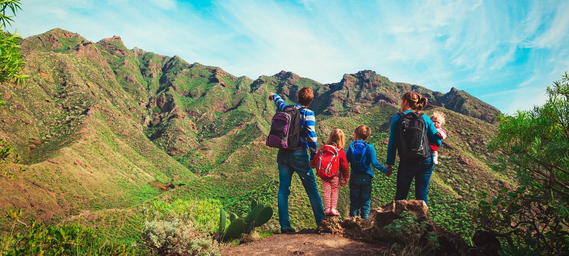 Family hiking in the Canary Islands