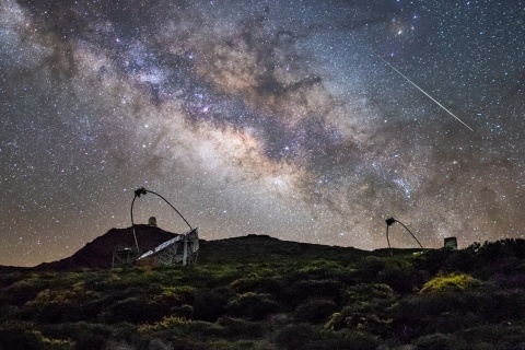 Night sky and observatory in La Palma, Canary Islands