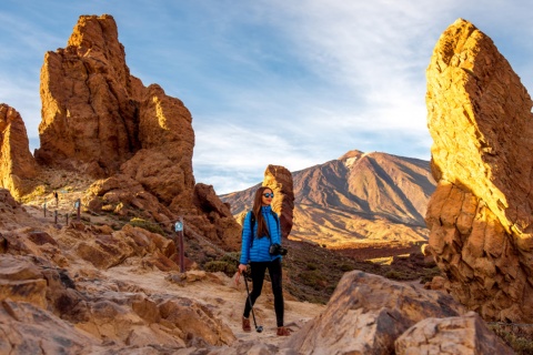 Tourist in Teide National Park in Tenerife, Canary Islands