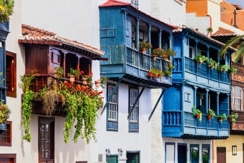 Balkone in Santa Cruz de la Palma, La Palma. Kanarische Inseln