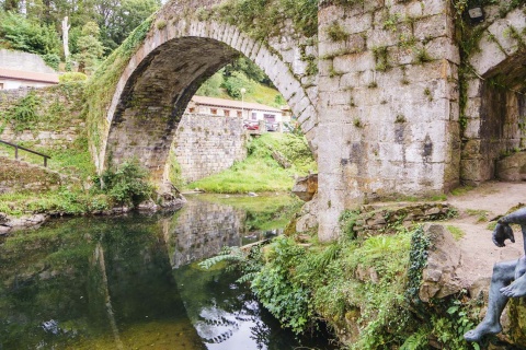 The River Miera on its course through Liérganes (Cantabria)