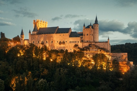 Blick auf den Alcázar von Segovia, Kastilien-León