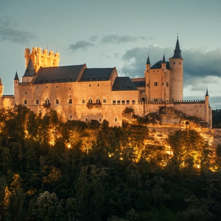 View of the Alcázar fortress in Segovia, Castile and Leon