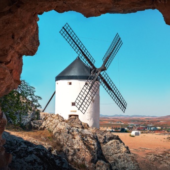 Détail des moulins de Consuegra dans la province de Tolède, Castille-La Manche