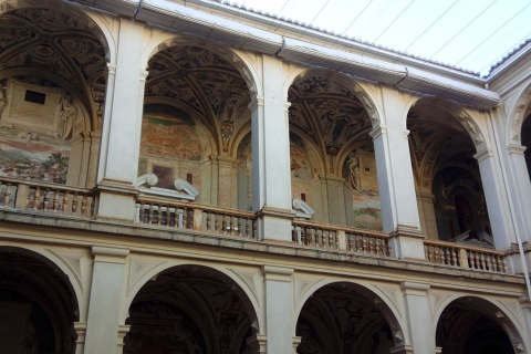 Inner courtyard of Marqués de Santa Cruz Palace in Viso del Marqués (Ciudad Real, Castilla-La Mancha)