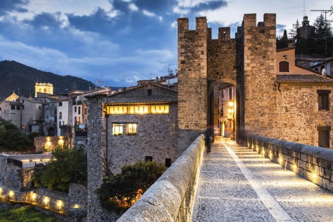 View of Besalú (Girona, Catalonia) from its castle