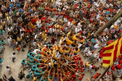 Tag der „Castellers“ in Villafranca del Penedés, Barcelona, Katalonien.