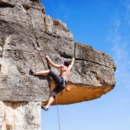 Rock climbing in the area of Siurana in Tarragona, Catalonia