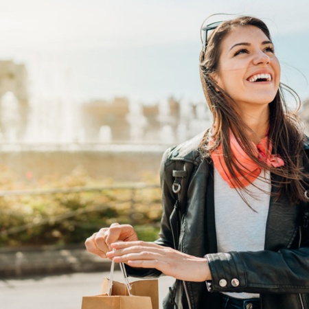 A tourist shopping in Barcelona