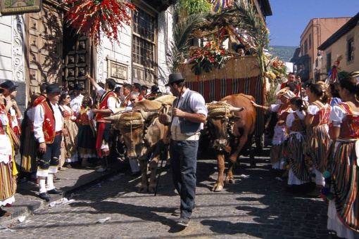 Fronleichnam und San Isidro-Wallfahrt, in La Orotava (Teneriffa, Kanarische Inseln)