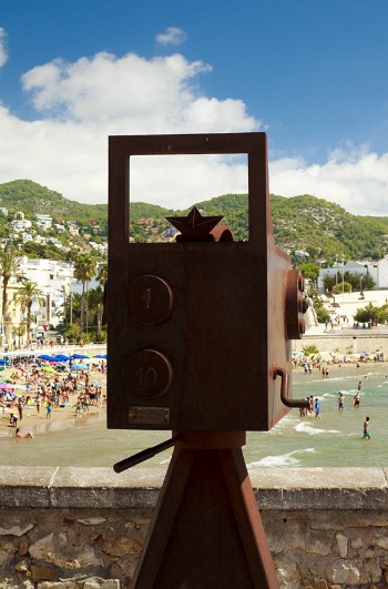 Sculpture représentant une caméra, Sitges