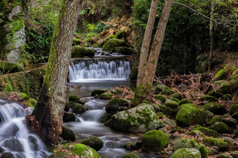 Detail of river in Hervás, Ambroz Valley in Caceres, Extremadura