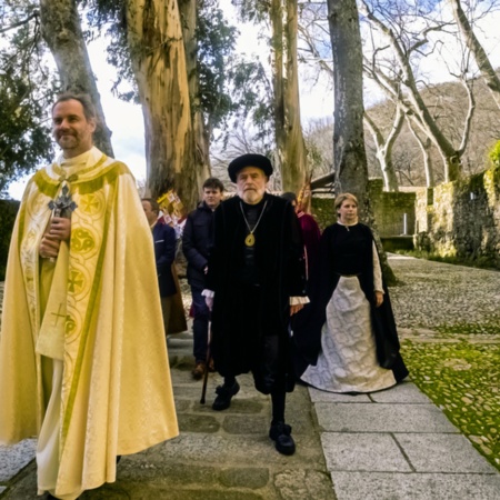 Detail of the commemoration of the journey of Emperor Charles V in Jarandilla de la Vera in Cáceres, Extremadura