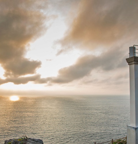 View of the Cantabrian from the Costa de Dexo with the Tower of Hércules on the horizon. Coruña