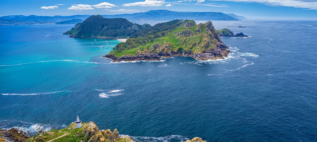 Îles Cíes. Vue de l’île de San Martín