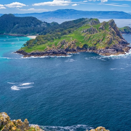 Îles Cíes. Vue de l’île de San Martín