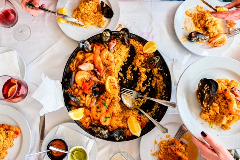 Seafood paella tasting