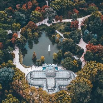 レティーロ公園の水晶宮の空撮