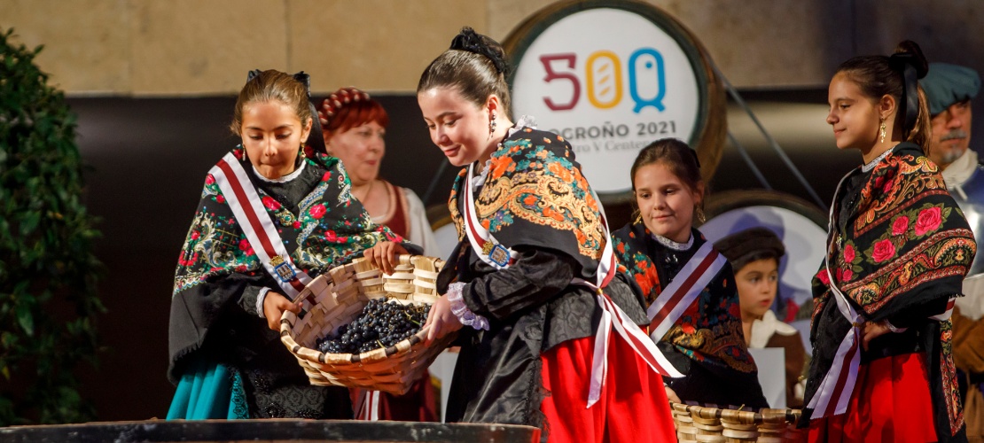 Detalle del acto inagural de las Fiestas de la Vendimia Riojana en Logroño, La Rioja