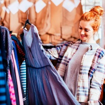 Customer looking at a dress