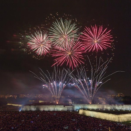 Fireworks at the festivities in San Fermín, Pamplona