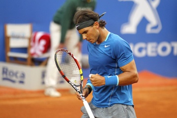 Rafa Nadal comemorando um ponto