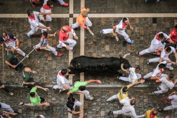 « Encierros » de la fête de San Fermín de Pampelune (Navarre)