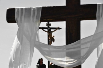 Flagellants in the Stations of the Cross procession during Easter Week in San Vicente de la Sonsierra (La Rioja)