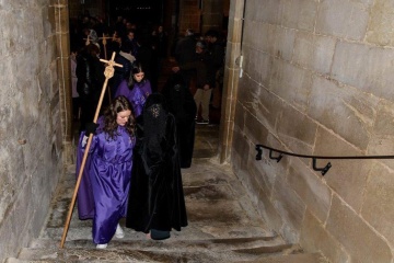 Flagellants in the Holy Burial procession at Easter in San Vicente de la Sonsierra (La Rioja)