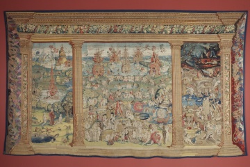 Le jardin des délices. El Bosco. Bruxelles, env. 1550-1560. Tapisserie or, argent, soie et laine, 292 x 492 cm.