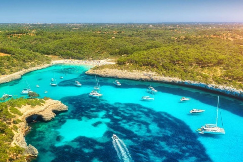  Aerial view of coves in Majorca