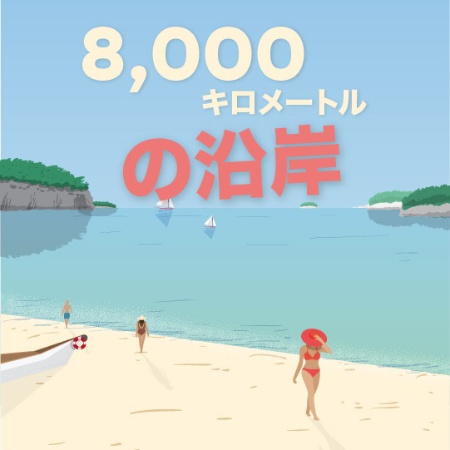 海岸線 8.000 Km。