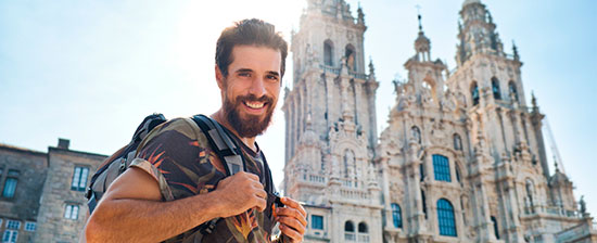 Pilgrim in Santiago de Compostela Cathedral