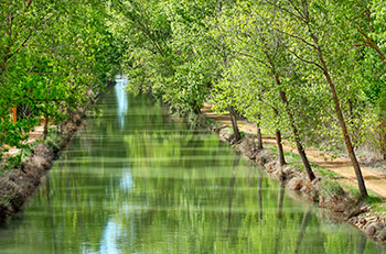 Canal de Castille traversant Medina de Rioseco, province de Valladolid