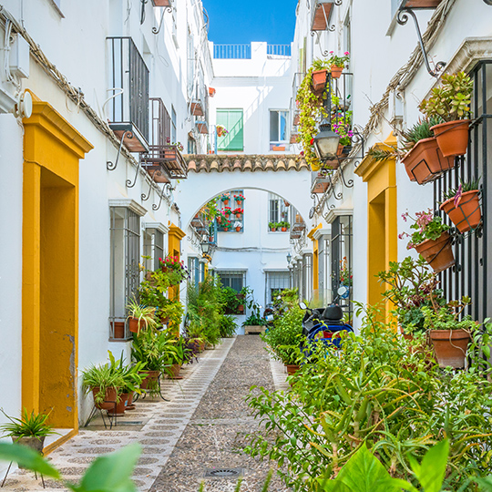 Veduta di una delle strade della Judería, l'antico quartiere ebraico di Cordova