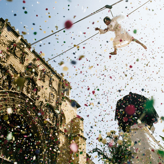 Discesa dell'Angelo durante il periodo di Pasqua di Aranda de Duero (Burgos)