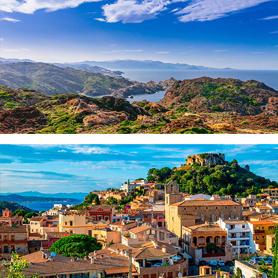 Arriba: Cap de Creus. Abajo: Casco antiguo de Begur